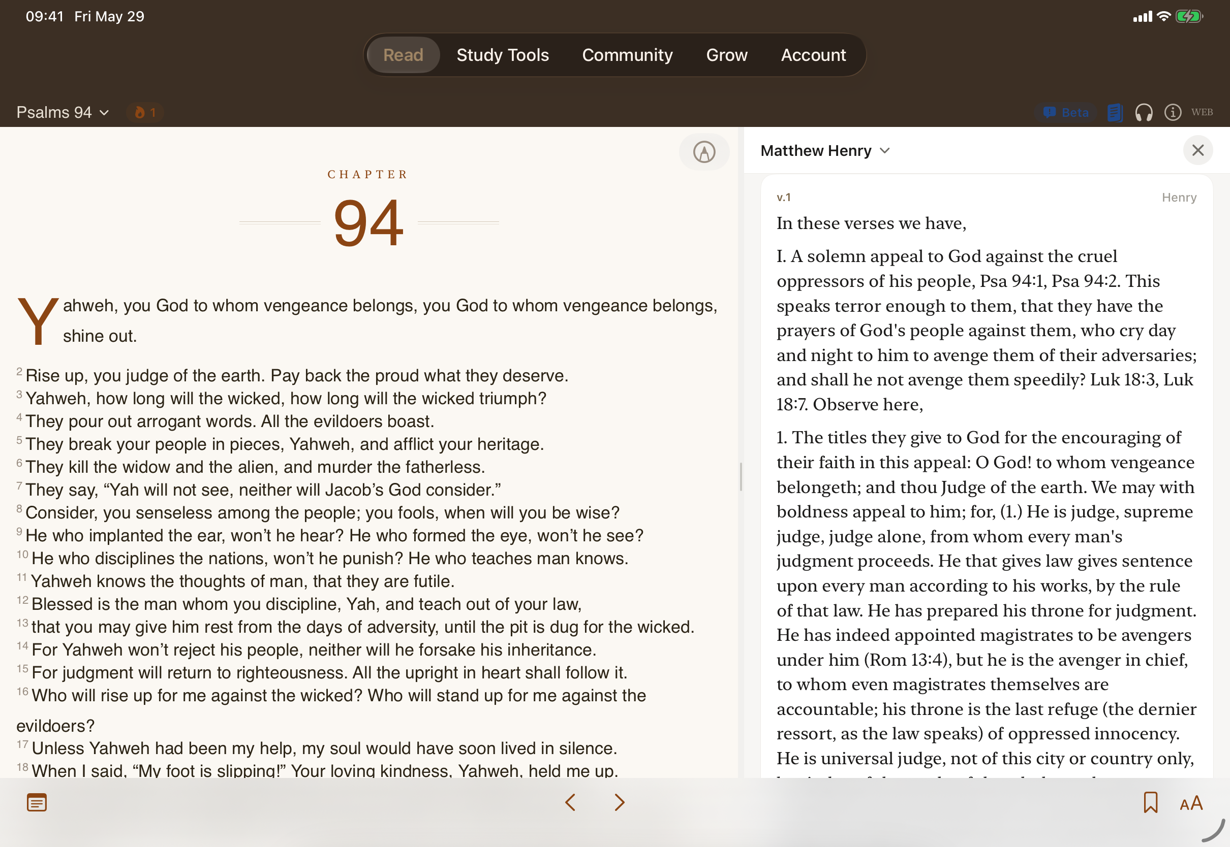 Forge Study Bible — verse commentary alongside Scripture on iPad
