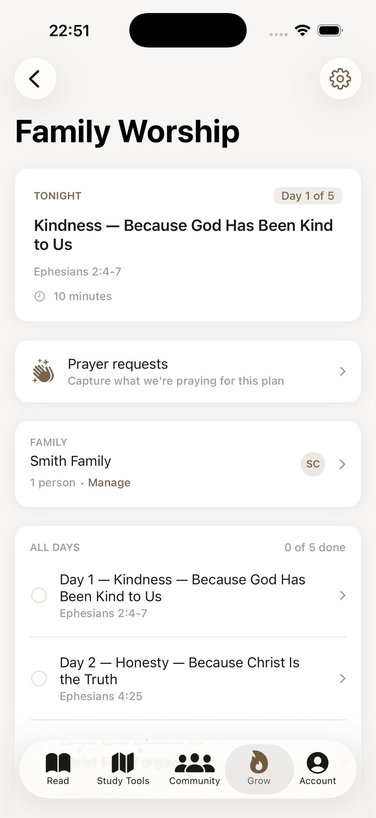 Forge Study Bible — Family Worship plan