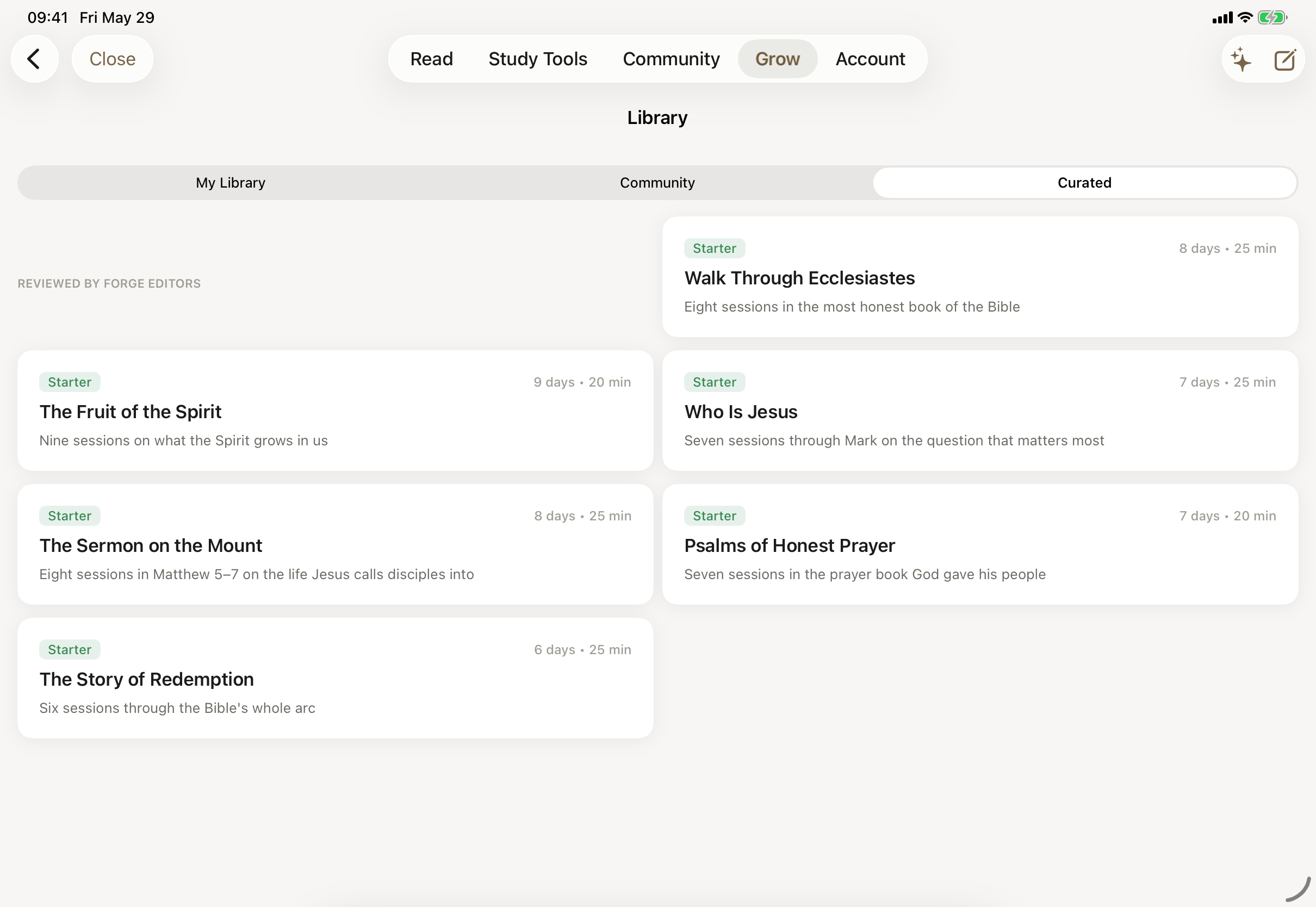 Forge Study Bible — library of guided studies on iPad