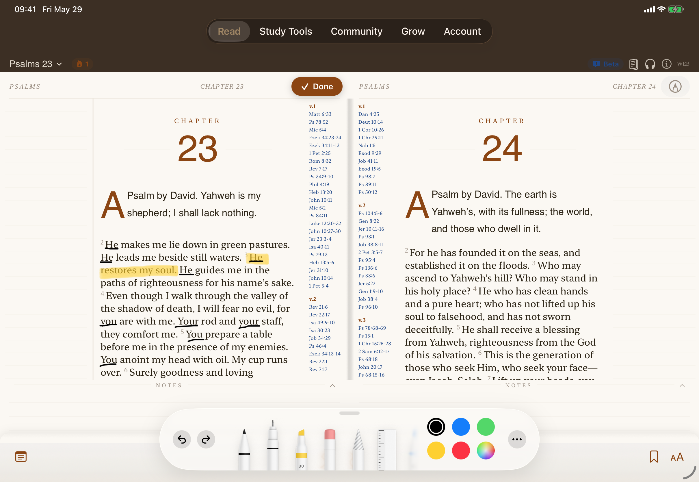 Forge Study Bible — annotate Scripture with Apple Pencil on iPad