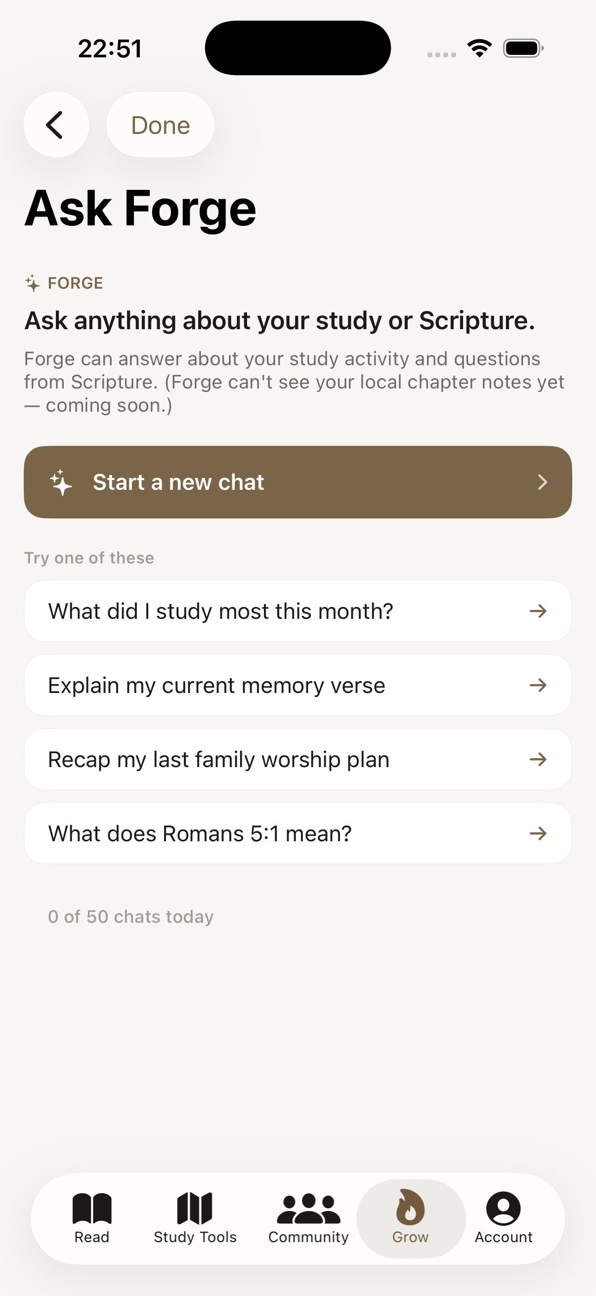 Forge Study Bible — Ask Forge study assistant