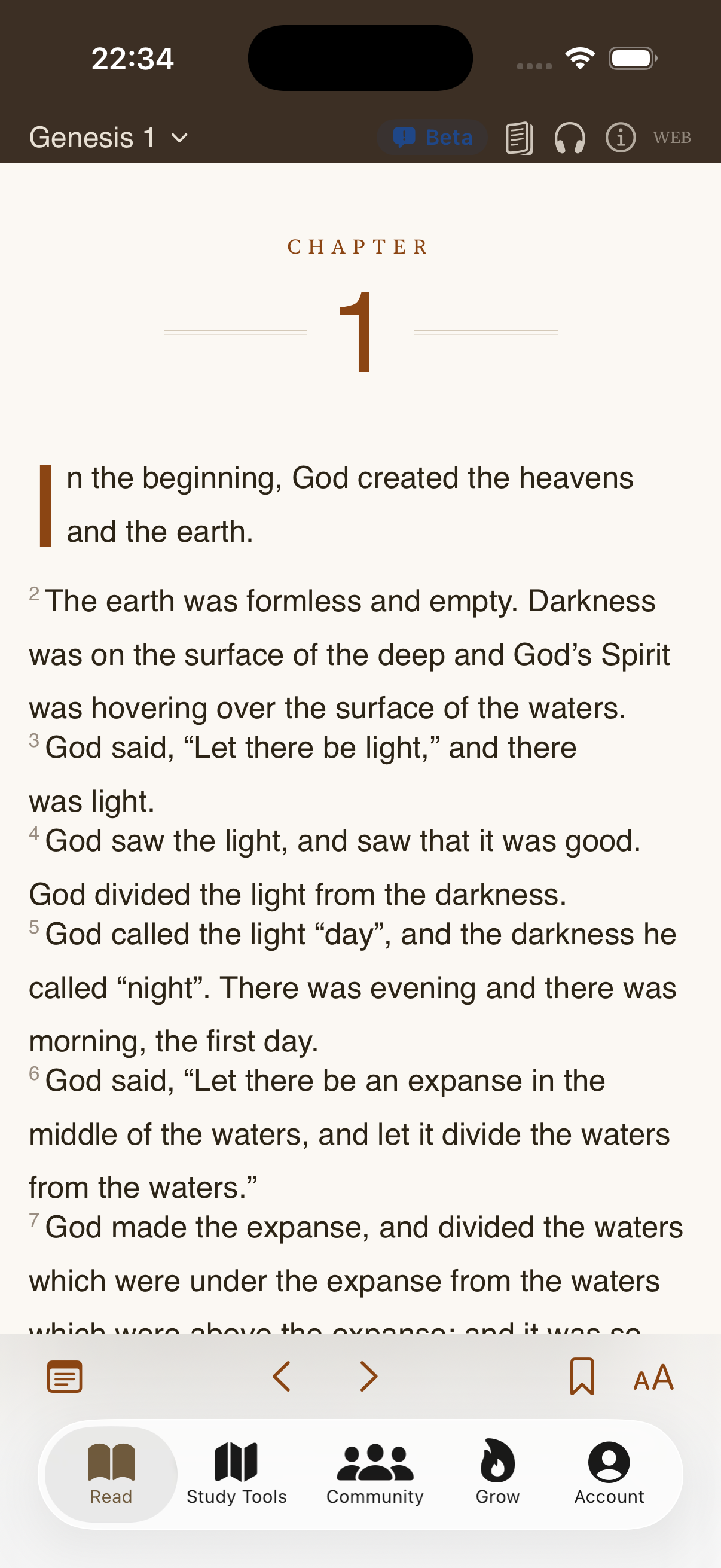 Forge Study Bible — Bible reader on Genesis 1